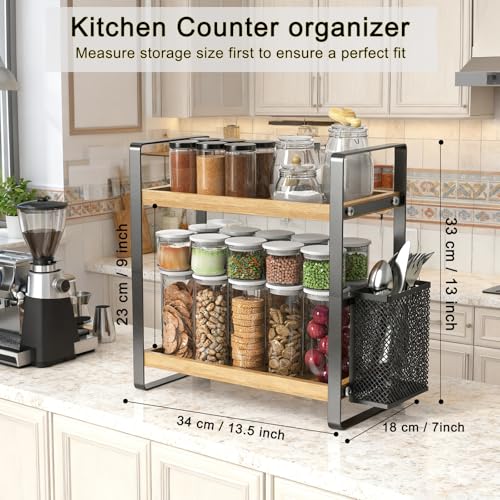 2 Tier Coffee Bar Organizer With Basket