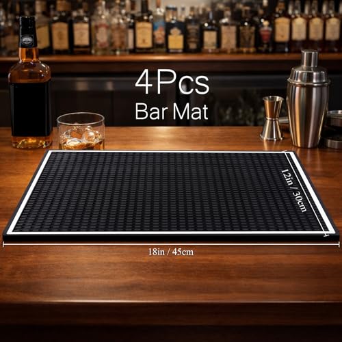 4 Pcs Bar Mat 18 X 12 Inch White Border (4 Count)