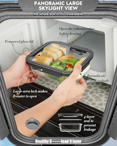 12 Pack Glass Containers with Tempered Lids (12 Count)