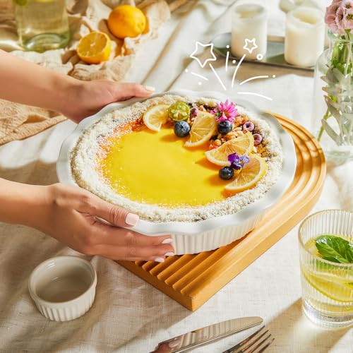 Porcelain Deep Fluted Pie Dish for Baking