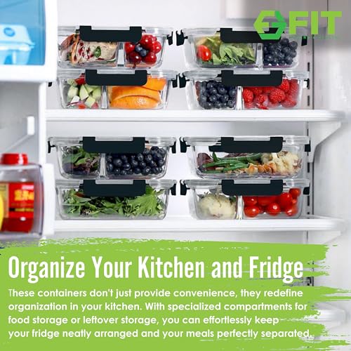Glass Meal Prep Containers 1 & 2 & 3 Compartments (3 Count)