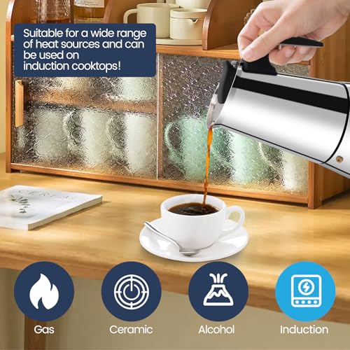 12 Cup Moka Pot Stainless Steel 600ml Italian Espresso