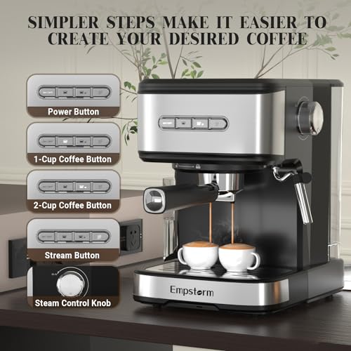 20 Bar Espresso Machine with Milk Frother Steam