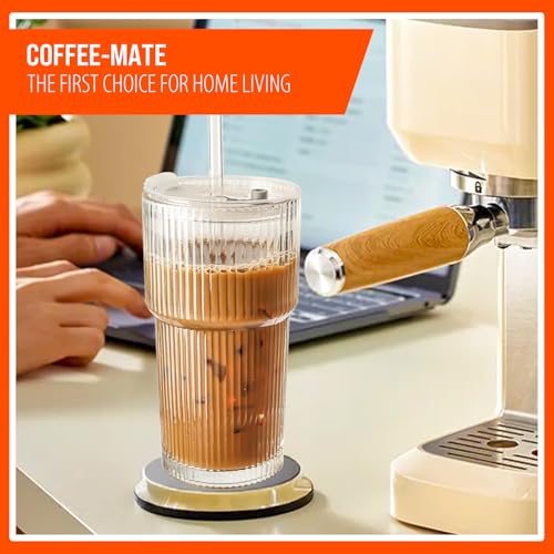 20oz Ribbed Glass Tumblers with Lids & Straws