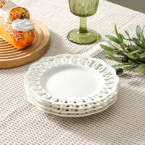 Round Appetizer Plate with Scalloped Edge Lace Rim (4 Count)