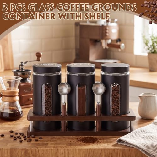 Stainless Steel Coffee Grounds Canisters Container with Shelf (3 Count)