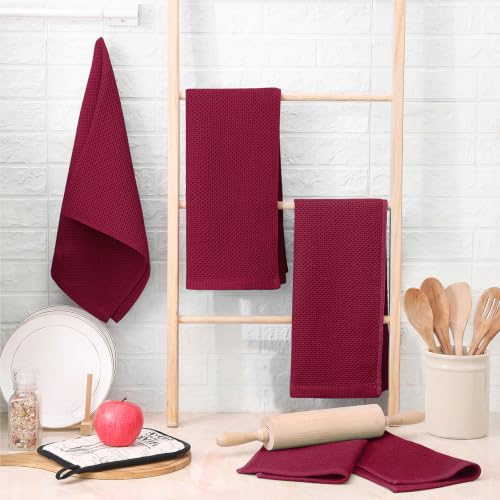100% Cotton Waffle Weave Kitchen Dish Towels 4 (4 Count)
