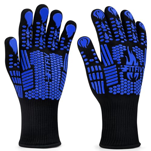 BBQ Gloves 1472°F Heat Resistant with Silicone Grip Oven Mitts (2 Count)