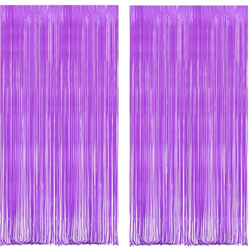 Purple Streamers Party Backdrop Pastel Fringe Curtains (2 Count)