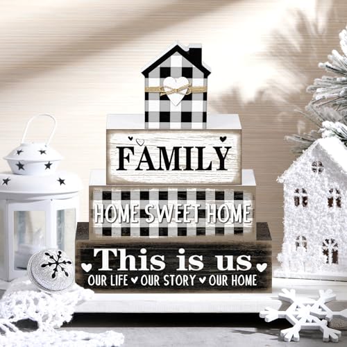 4 Pcs Farmhouse Table Decoration Rustic Sign Block (4 Count)