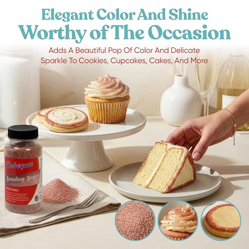 Rose Gold Sanding Sugar for Baking & Cookie Decorating (5 Ounce)