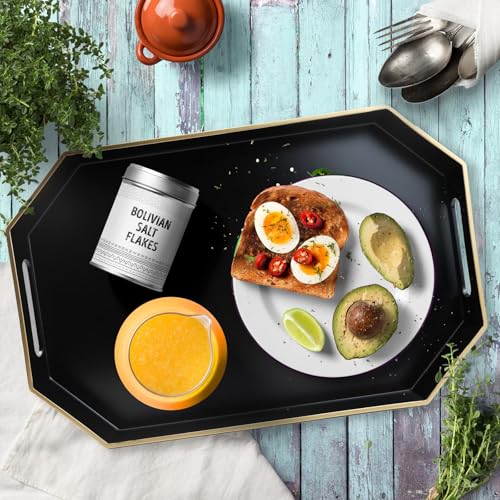 Black Decorative Tray with Handles