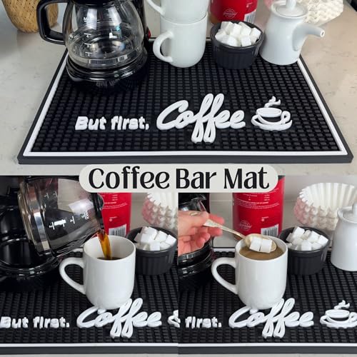 But First Coffee Silicone Bar Mat for Countertop 18x12 in