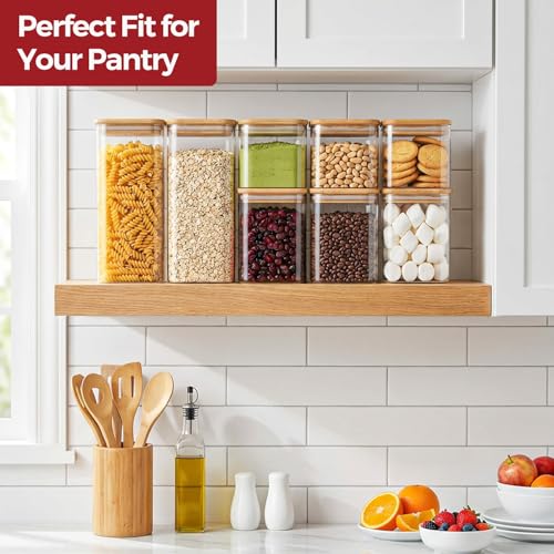 Glass Pantry Storage Containers with Lids 0.6 (6 Count)