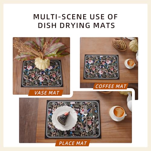 Floral Dish Drying Mat for Kitchen Counter