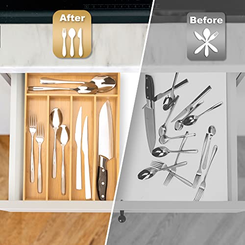 Silverware Organizer Kitchen Drawer Organizer Utensil Organizer Bamboo Silverware Holder Cutlery Organizer in Drawer Flatware Organizer Tray