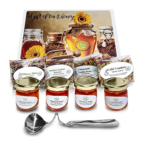 C&J Farms Texas Gourmet Artisan Seasonings A Gift of Tea and Honey Gift Set (16 Ounce)