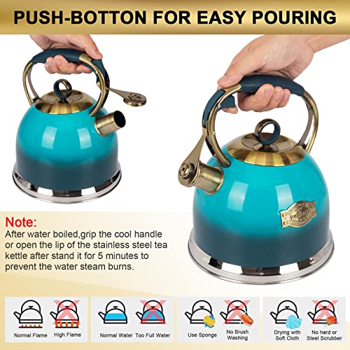 Tea Kettle 3.0 Quart Tea Kettles Stovetop Whistling Teapot Stainless Steel Tea Pots for Stove Top Whistle Tea Pot