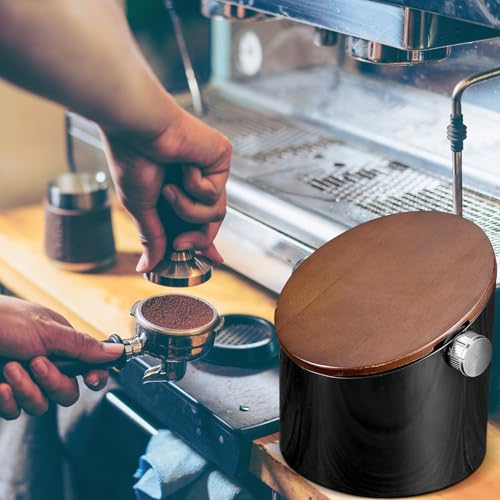 Espresso Knock Box with Walnut Lid for Coffee Grounds