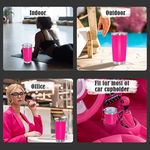 20oz Tumbler Insulated Coffee Tumblers with Lid Stainless Steel Hot Pink 4P (4 Count)