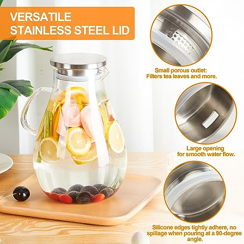 1 Gallon Glass Pitcher with Lid and Handle