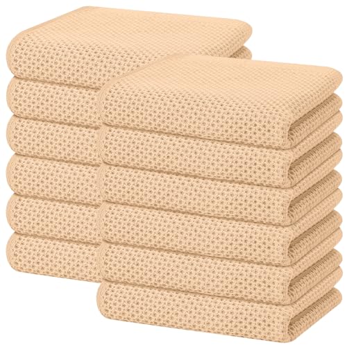 100% Cotton Waffle Weave Kitchen Dish Towels 12 (12 Count)