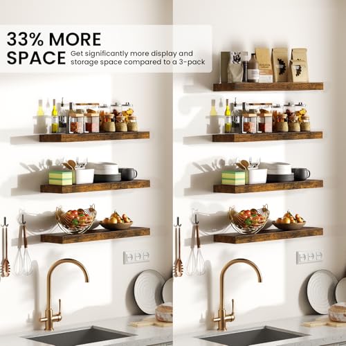 Rustic Brown Floating Shelves 15.7in