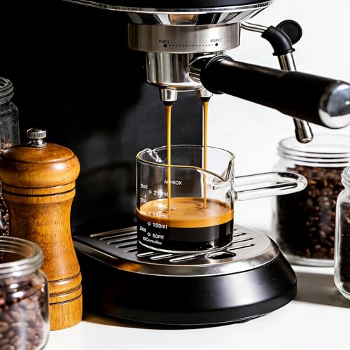 250ML 8.5OZ Espresso Glass Measuring Cup Triple Pitcher Milk Cup Espresso Cups with U