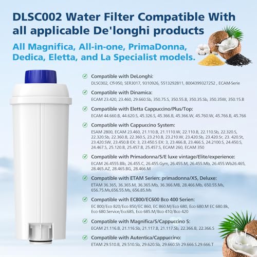 DLSC002 Water Filter Replacement For Delonghi Coffee Machine Filter (6 Count)