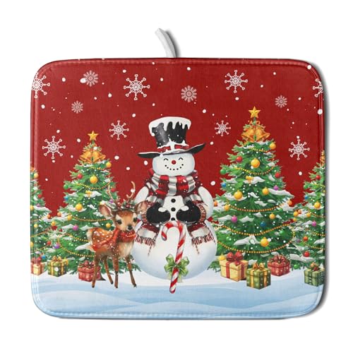 Christmas Snowman Dish Drying Mat for Kitchen Counter