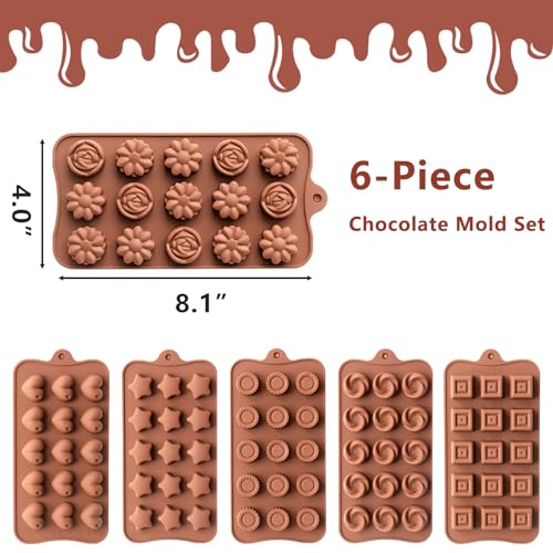 6 Pack Silicone Chocolate Candy Molds