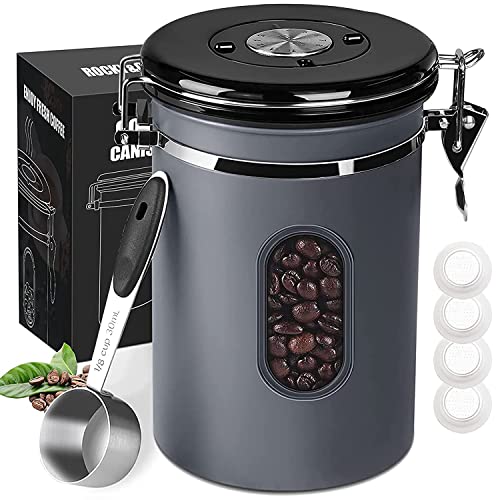 1500ML Airtight Coffee Canister with Date Tracker&Transparent Window