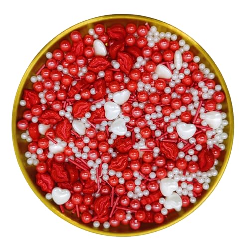Sprinkles Redlips & Heart Cake Decorations Topper Edible Themed Sprinkles For Cake Decorations (4.58 Ounce)