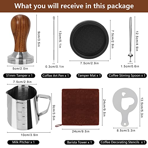22 PCS Espresso Tamper Set 51mm Espresso Accessories Kit Barista Kit