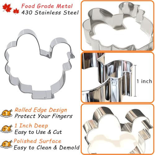Thanksgiving Cookie Cutters Set 7PCS Large (7 Count)