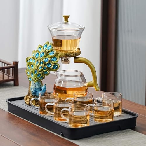 Glass Teapot Set with Infuser Semi Automatic Tea Set Magic Teapot (3 Count)