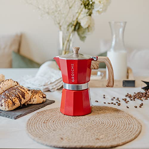 Milano Stovetop Espresso Maker Moka Pot 9 espresso Cup 15.2 oz Red