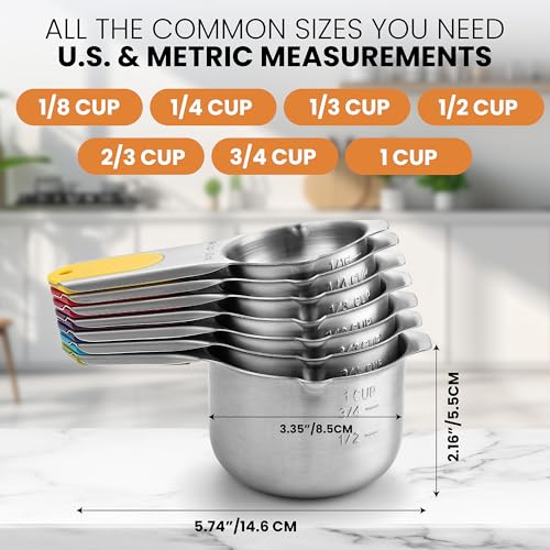 Magnetic Stainless Steel Measuring Cups Set of 7