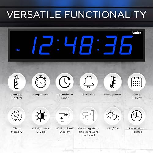 Oversized Digital Wall Clock with Large LED Display & Timer