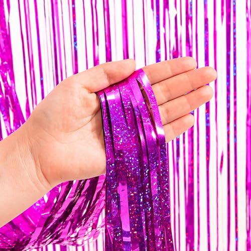 Hot Pink Foil Fringe Curtains (2 Count)