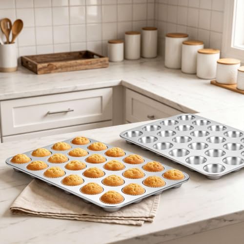 18 10 Stainless Steel Mini Muffin Cupcake Pan 24 Cups