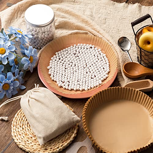 1 Pcs 2 lb White Pie Weights Ceramic with 50 Pcs Parchment Paper
