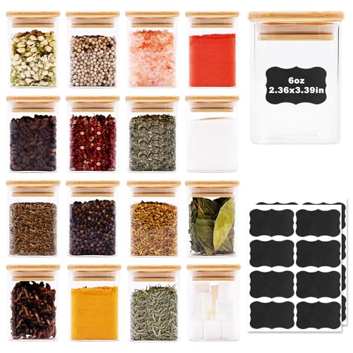 Glass Food Storage Jars Square 6oz (16 Count)