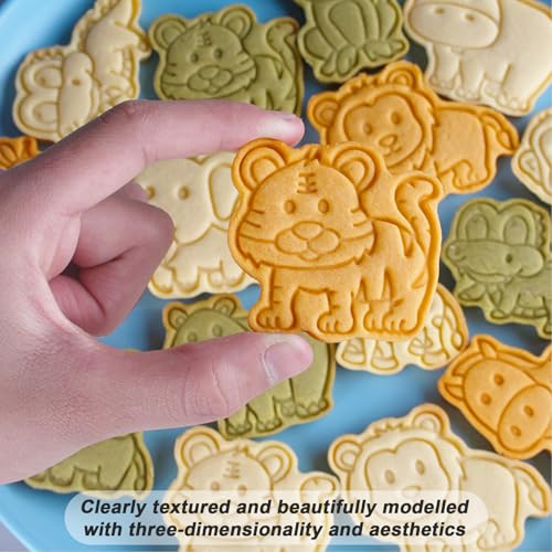 8 Pcs Animal Cookie Cutters Set Baking Molds 3D Animal Press type Cookie Cutter for Baking