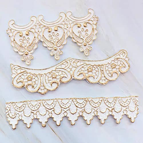 3pcs Baroque Embossed Cake Decorating Mold Lace Fondant Silicone