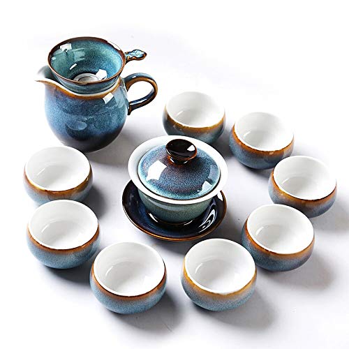 Tea Set Personality Tea Set Red Glaze Black Handle Oblique Teapot Oblique Teacup 10 Ceramic Tea Set Gift Box
