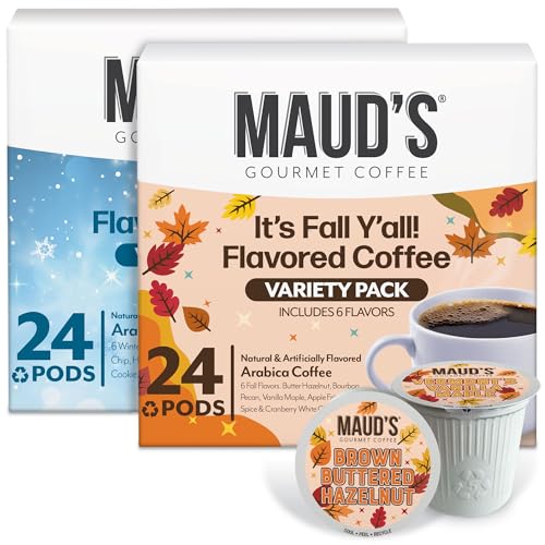 Maud’s Holiday & Fall Flavored Coffee Pods Variety Pack Bundle (48 Count)