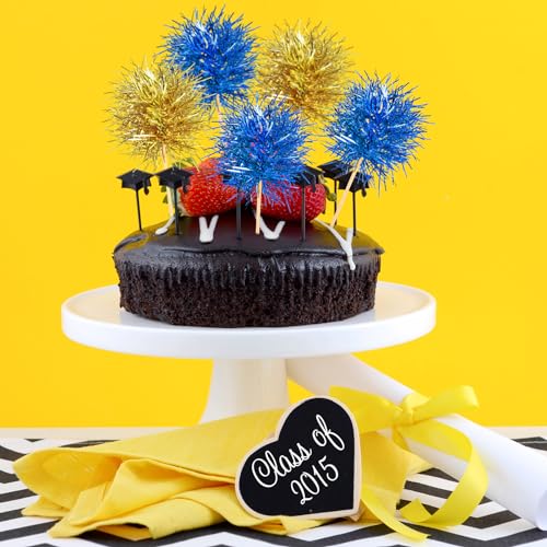 100 Pcs Foil Firework Cupcake Toppers Sparkle Tinsel Cake Toppers Cake Decoration Cocktail Fruit Toothpick for Birthday Wedding Graduation Party