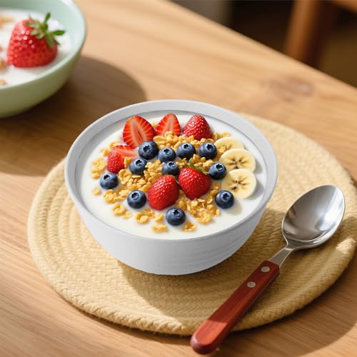 Wheat Straw Sets of 6 Alternative White Plastic Bowls Reusable 26oz