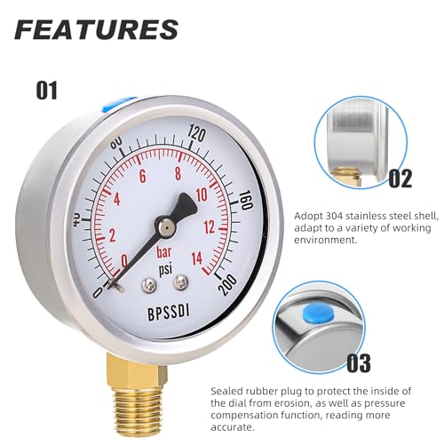 0 200 Psi Pressure Gauge
